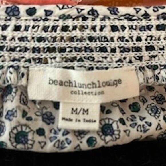 Beachlunchlounge Tunic Top Tassel Ties Gold Thread Gathered Wrists Size M - Picture 10 of 12